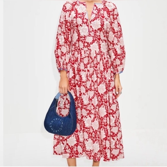 Alix Of Bohemia | Tuesday Dress Maxi Red Ruby Floral Cotton Size Small - Picture 1 of 11